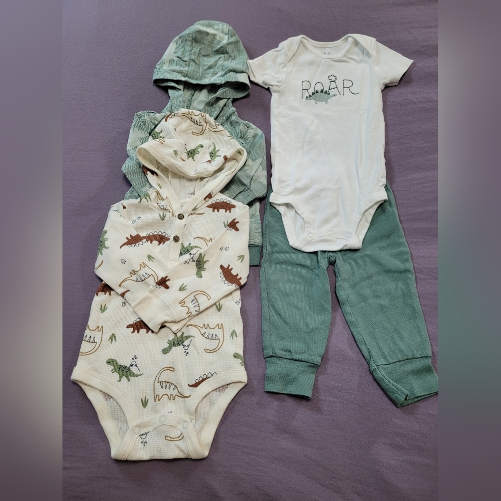 Carter's Child of Mine 4 Pc Dinosaur Outfit Set